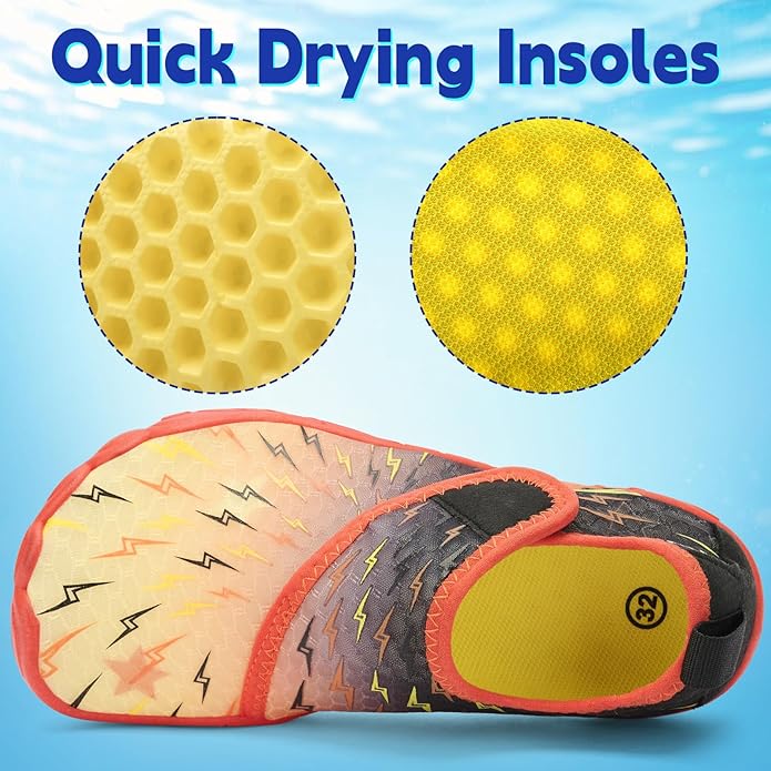 Kids Water Shoes Boys Girls - Wide Toe Box Quick Dry Barefoot Shoes Breathable Non Slip Aqua Athletic Sneakers for Swim Beach Pool Kayak Hiking Sand Walking Travel Essentials (Little Kid/Big Kid)