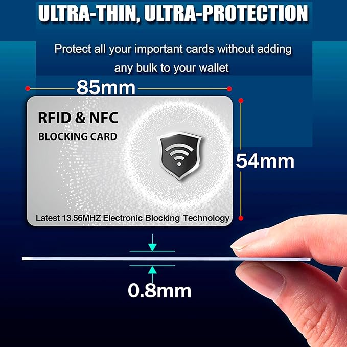 SaiTech IT 5 Pack RFID Blocking Cards Protect Your Entire Wallet, Purse, and Cards from NFC Contactless Theft Wallet for Men & Women - Silver (5 Pcs Silver)