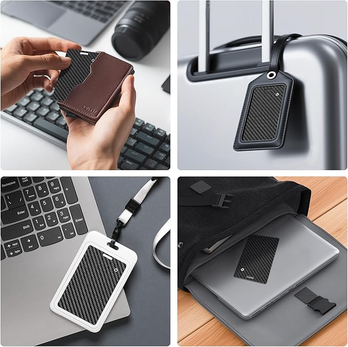 [Apple MFi Certified] 4 Pack Wallet Tracker Card with Apple Find My (iOS Only) Rechargeable Air Tracker Tags Bluetooth Wallet Finder IP68 Waterproof GPS Tracker Item Finder for Keys, Bags, Passport
