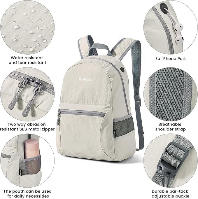 G4Free 20L Lightweight Packable Backpack Travel Hiking Daypack Foldable Backpack for Men Women