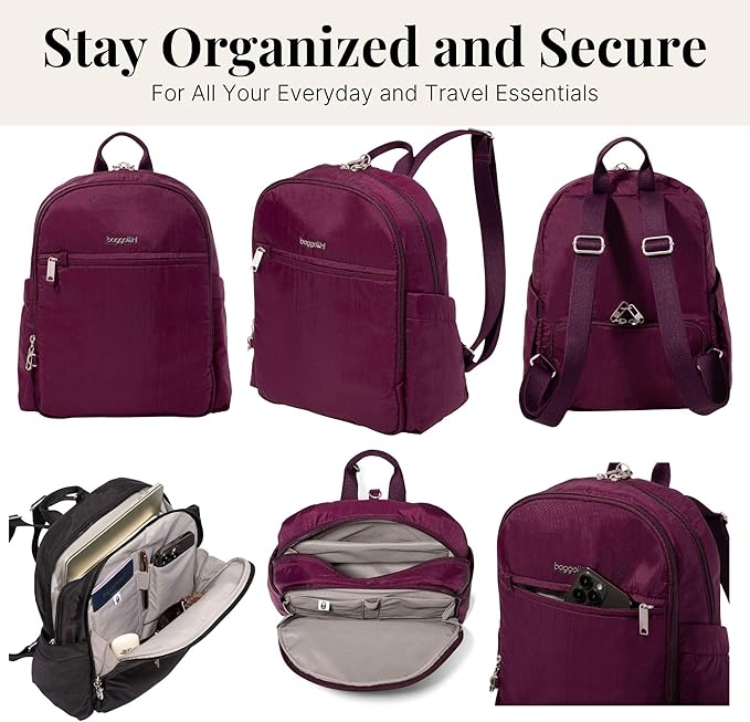 Securtex Anti-Theft Getaway Backpack - 9.4"x13"x5" Travel Safe Bag w/Locking Zippers, Slash-Resistant, RFID