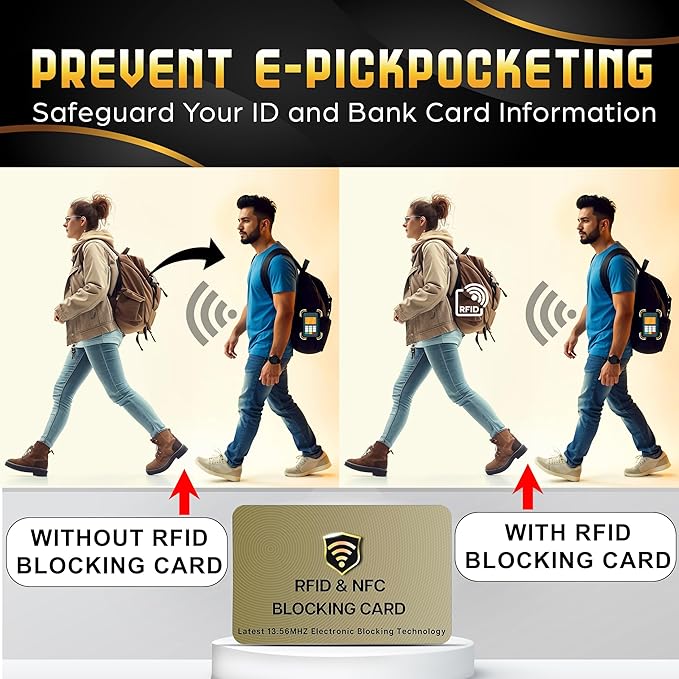 SaiTech IT RFID Blocking Card, 10 Pack Entire Wallet Purse Shield For Men & Women, NFC Contactless Bank Debit Credit Card Protector ID ATM Guard - Golden