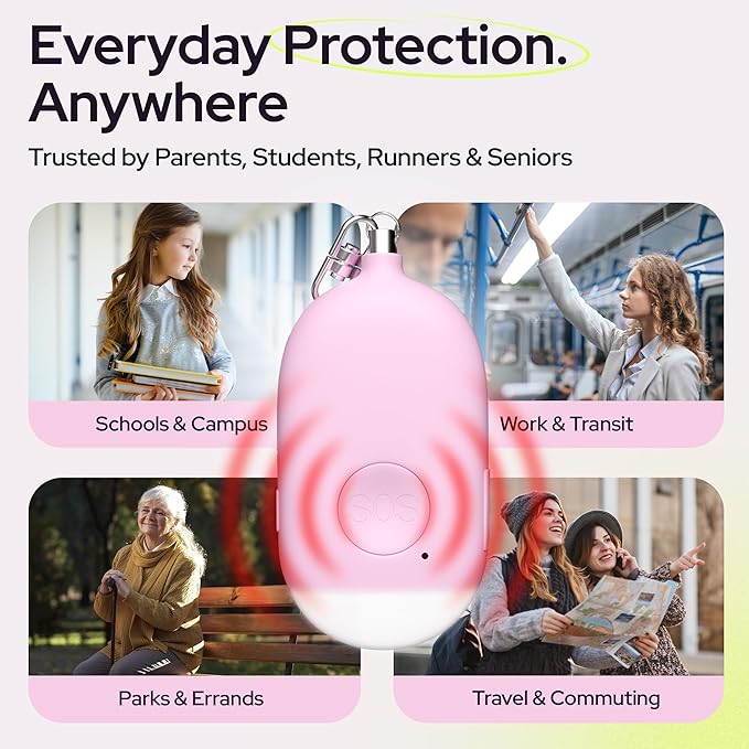 Weten Rechargeable Personal Alarm Keychain - 130dB Siren, LED Light - 3Pack Personal Safety Alert for Women to Carry - Panic Button Alarm for Security - Rape Whistle for Self Defense (Pink&Blue&White)