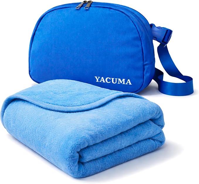 Travel Blanket Airplane – Ultra Soft Flannel 40”x60”, Compact & Lightweight with Organizer Bag, Cozy Travel Blanket for Flights, Road Trips, and Home Comfort