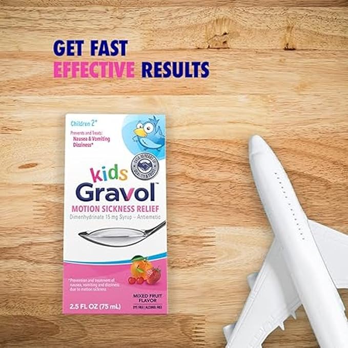 Gravol Kids Liquid for Motion Sickness Relief and Nausea Prevention, 2.5 fl oz (75 ml)