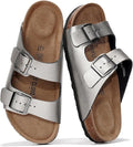 Project Cloud 100% Genuine Leather Flat Sandals For Women 2026 Cork Footbed Womens Sandals with Memory Foam and arch support Vacation Essentials Slides for Women Footwear (Venita)