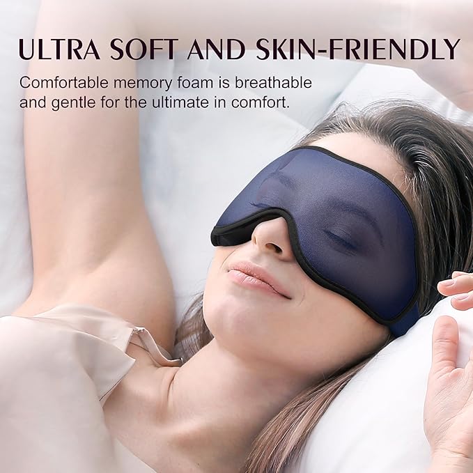 Sleep Mask for Lash Extensions - Blackout Eye Cover, 3D Contoured Sleeping Mask for Side Sleeper, Soft Memory Foam, Eye Masks for Travel, Airplane, Night(Cloud Black, Cloud Pink)