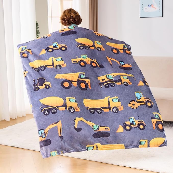 Wajade Kids Construction Truck Blanket for Boys Soft Fleece Kids Blanket for Couch Sofa Bedroom 3D Vehicles Excavator Cars Throw Blanket 50"x60"