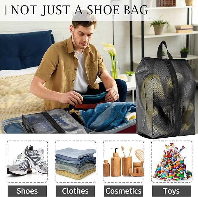 Shoe Bags for Travel, Set of 2 Pack Shoe Travel Bags for Packing, Large Waterproof Portable Travel Shoe Bag with Zipper Travel Gym Soccer Sneaker Golf Dance Essentials for Women and Men