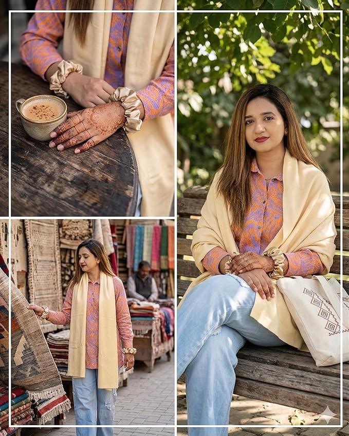 Wayfarer Shawl with Pouch | Voyagers Comfort Set with Luxury Travel Scarf, Eye Mask, Satin Scrunchies & Travel Pouch