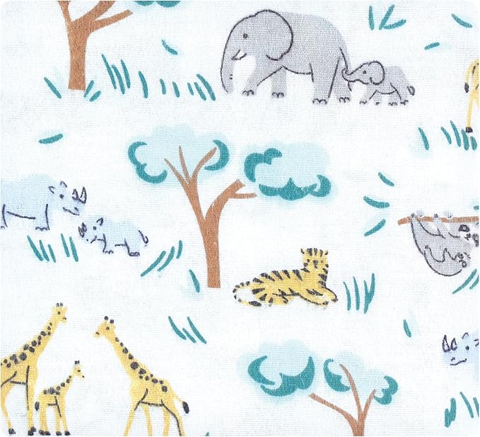 Hudson Baby Unisex Baby Cotton Rich Flannel Receiving Blankets 4-Pack, Safari Friends, One Size
