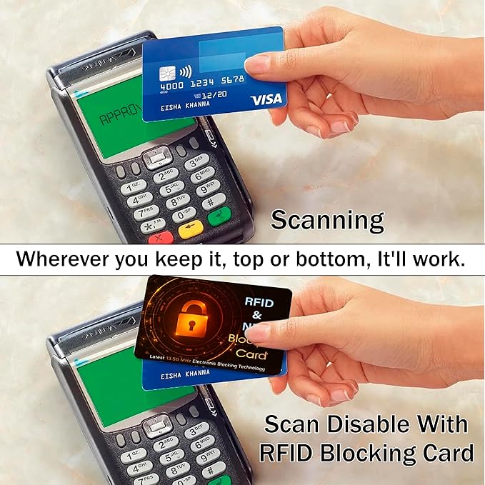 SaiTech IT 10 PK RFID Blocking Cards Protect Your Entire Wallet, Purse, and Cards from NFC Contactless Theft Wallet for Men & Women - Orange Black (10 Pack SL)