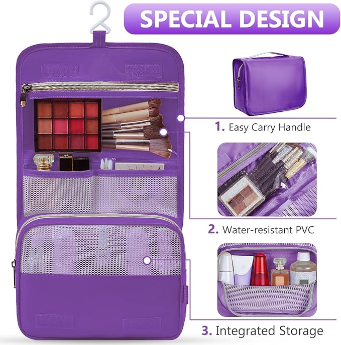 8 Set Packing Cubes for Travel, Gifts for Women Mom,Anti-Tearing Suitcase Organizer for Luggage with Shoe & Hanging Toiletry Bag,OlarHike Vacation Essentials & Accessories for Cruise Ship,Purple