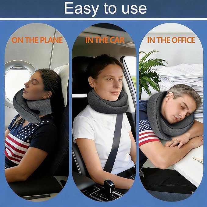 Travel Pillow, Neck Pillow for Airplane, Ergonomic Memory Foam Travel Neck Pillow for Airplanes, Comfortable Flight Pillow for Long Flights & Sleeping