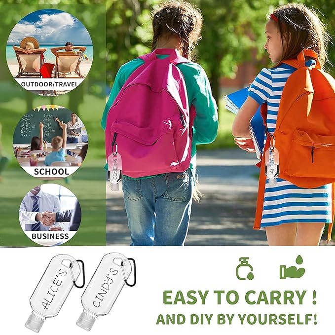 Abodhu 30Pcs Empty Hand Sanitizer Travel Bottles with Keychain 2.03oz/60ml Portable Clear Leakproof Portable Refillable Plastic Squeeze Containers