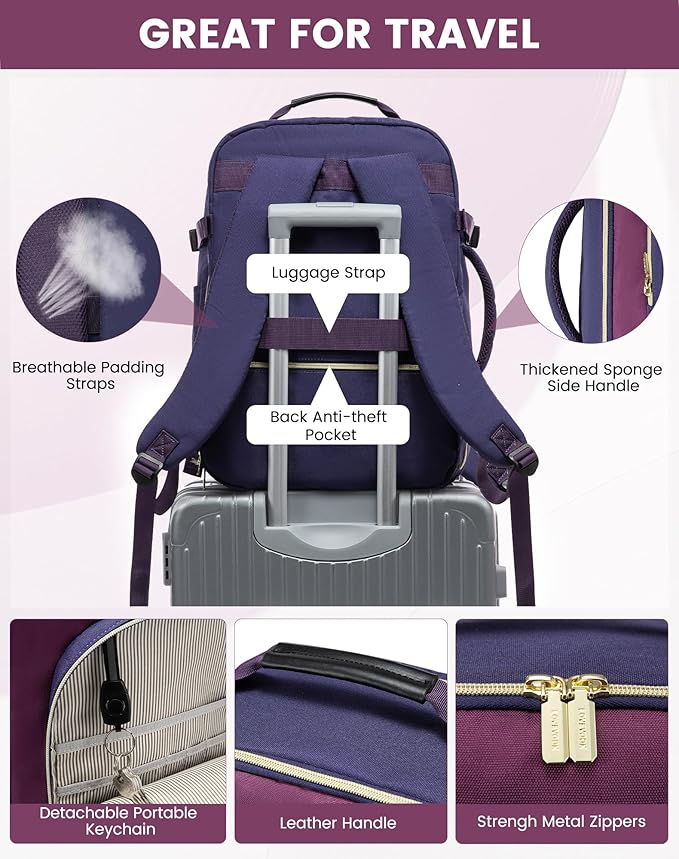 LOVEVOOK Large Travel Backpack for Women & Men, 40L Carry on Backpack for Airplanes, TSA Personal Item Travel Bag fits 17" Laptop, Waterproof Travel Essentials Airline Approved with 3 Packing Cubes