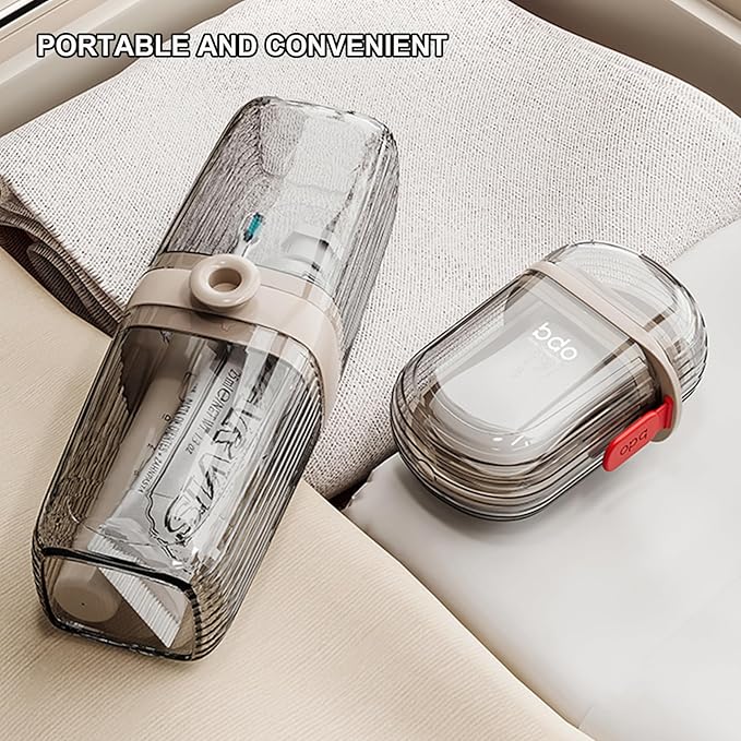 Toothbrush Travel Case & Travel Soap Holder Dish Tray Set of 2, Portable Clear Toothbrush Holders with Cover Leakproof Bar Soap Holder for Traveling School Camping Business Bathroom