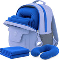 3pc Airplane Travel essentials Kids travel backpack for airplane, air tagholder for kids pillow and blanket | Toddler travel essentials