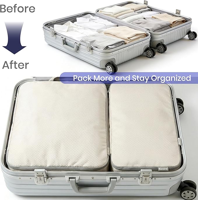 Compression Packing Cubes for Travel, Set of 4 Expandable Luggage Organizers with Shoe Bag, Lightweight Water-Resistant Suitcase Essentials for Carry-on & Checked Luggage, Blue
