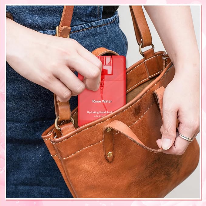 Set of 3 Power Mist Hydrating Hand Sanitizer Spray Travel Size Effective Moisturizing Hand Sanitizer 0.67 Fl. oz Compact Card Spray Bottle Peony Gardenia Rose Water for Mother's Day Mom Gifts