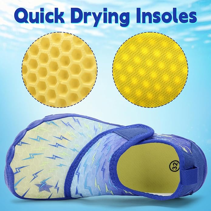 Kids Water Shoes Boys Girls - Wide Toe Box Quick Dry Barefoot Shoes Breathable Non Slip Aqua Athletic Sneakers for Swim Beach Pool Kayak Hiking Sand Walking Travel Essentials (Little Kid/Big Kid)