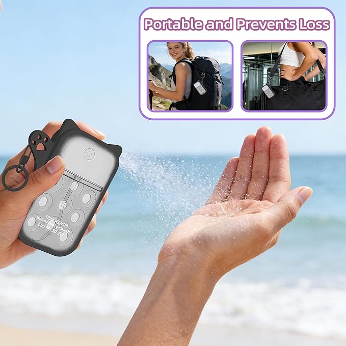 Mlife Hand Sanitizer Spray Case for Touchland Silicone Touchland Case Cat Silicone Case compatible with Touchland Power Mist 1FL OZ/30ML with Keychain &10Pcs Charms(Black)