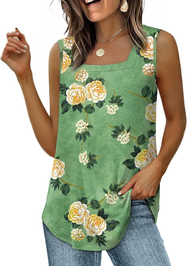 WIHOLL Women's Square Neck Tank Top