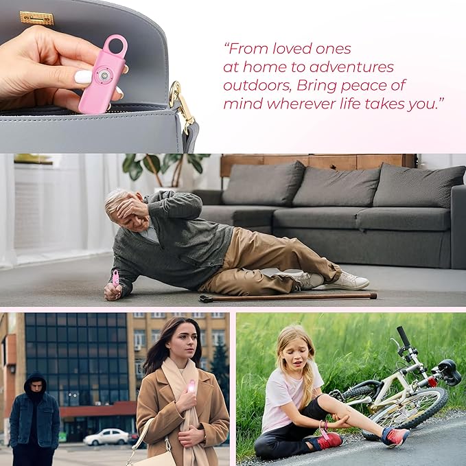 140dB Loudest USB-C Rechargeable Personal Alarm Keychain for Women – Low Battery Indicator, Strobe Light & Panic Button for Self Defense Weapons, Seniors & Travel Safety Essentials (Pink)