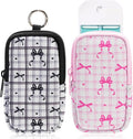 KJQJLY 2 Pack Hand Sanitizer Holder Pouch, Zippered Portable Sanitizer Case with Cute Pattern, Keychain D-Ring for Purse, Backpack & Travel