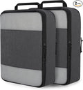 Extra Large Compression Packing Cubes for Travel Essentials, 2 Set Expandable Compression Bags for Travel Packing Cubes for Suitcase Luggage Organizer Bags, Black Mesh