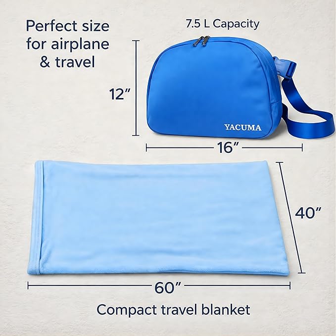 Travel Blanket Airplane – Ultra Soft Flannel 40”x60”, Compact & Lightweight with Organizer Bag, Cozy Travel Blanket for Flights, Road Trips, and Home Comfort
