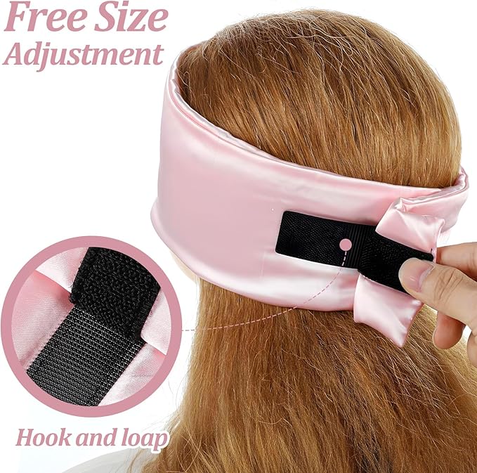 ElevateTech Silk Sleep Mask for Women Men, Soft Eye Mask for Side Sleepers Large Blackout Sleeping Masks with Adjustable Band Silk Eye Cover for Sleeping Travel Yoga Nap, Pink