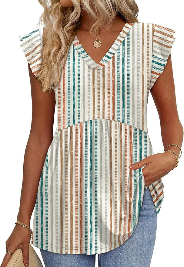 WIHOLL Womens Summer Tops 2026 Babydoll Shirts Ruffle Sleeve Spring Outfits Dressy Casual Blouses