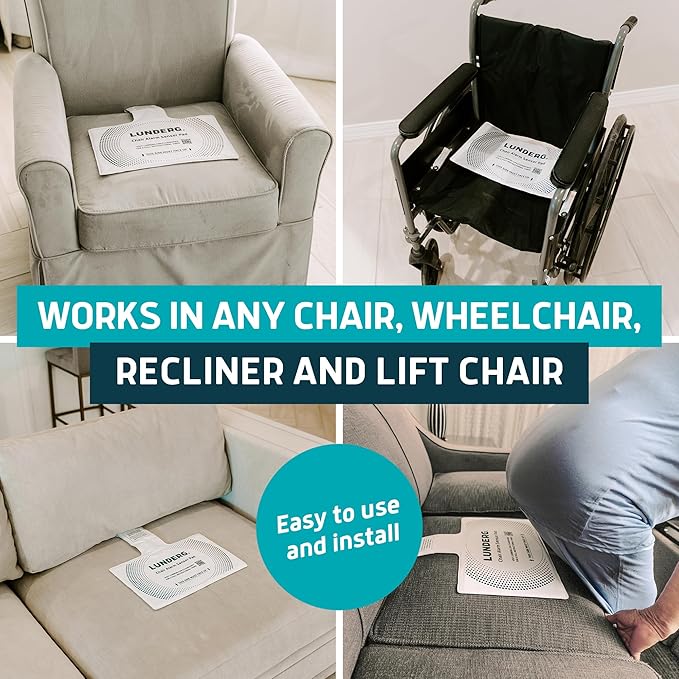 Lunderg Wireless Bed & Chair Alarm Set - Alerts Caregiver Before They Get Up, No in-Room Alarm to Disturb Elderly Loved Ones, Early-Alert Bed Pad, Chair Pad & Pager, Fall Prevention for Dementia Care