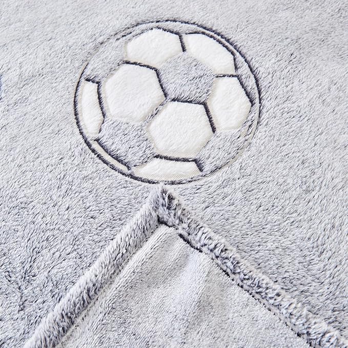 Wajade Soccer Gifts for Boys Girls - Glow in The Dark Soccer Blanket Birthday for Kids Age 3 4 5 6 7 8 9 10 11 12 Years Old Teens Child Toddler Throw Light Grey 40"x50"
