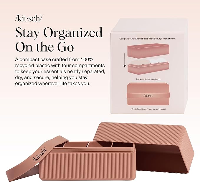 Kitsch 4-Compartment Travel Soap Case – Bar Soap Holder & Organizer, Travel Case for Bars – TSA-Approved – Lightweight, Durable, Leak-Proof, Made from Recycled Plastic – Terracotta