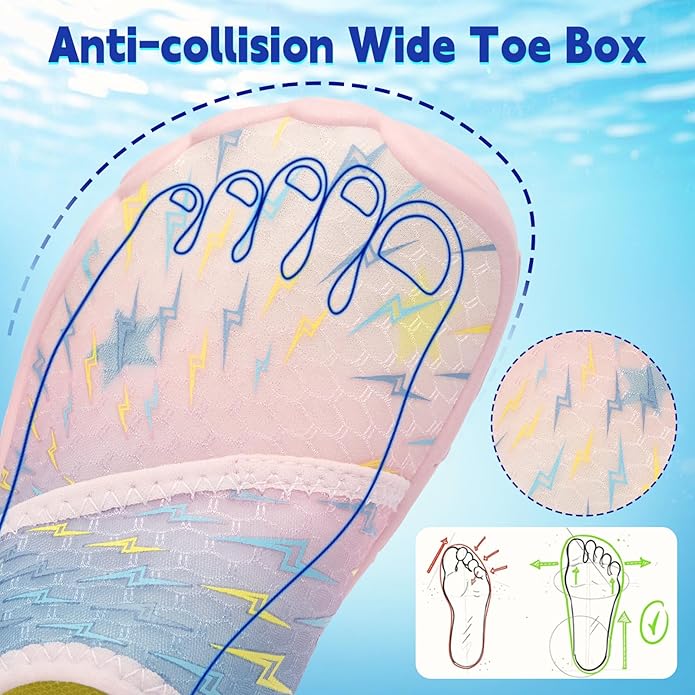 Kids Water Shoes Boys Girls - Wide Toe Box Quick Dry Barefoot Shoes Breathable Non Slip Aqua Athletic Sneakers for Swim Beach Pool Kayak Hiking Sand Walking Travel Essentials (Little Kid/Big Kid)