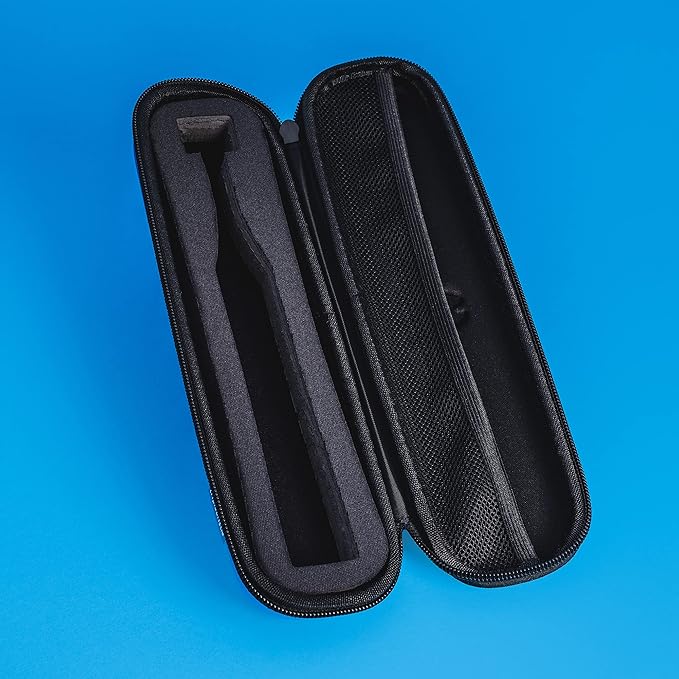 Triple Bristle Sonic Toothbrush Travel Case | Portable, Breathable & Hard Protection for Traveling, Camping, Office or Purse | Mesh Pocket for Accessories | BLUE