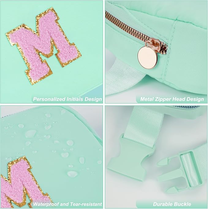 Uygafly Belt Bag Fanny Pack Crossbody Bags with Initials Letter Patch Cute Stuff Birthday Gifts for Teenager Girls Trendy Stuff for Teens | Light Green,M