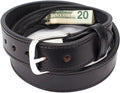 Hidden Money Pocket Travel Leather Belt (Size 50, Black)