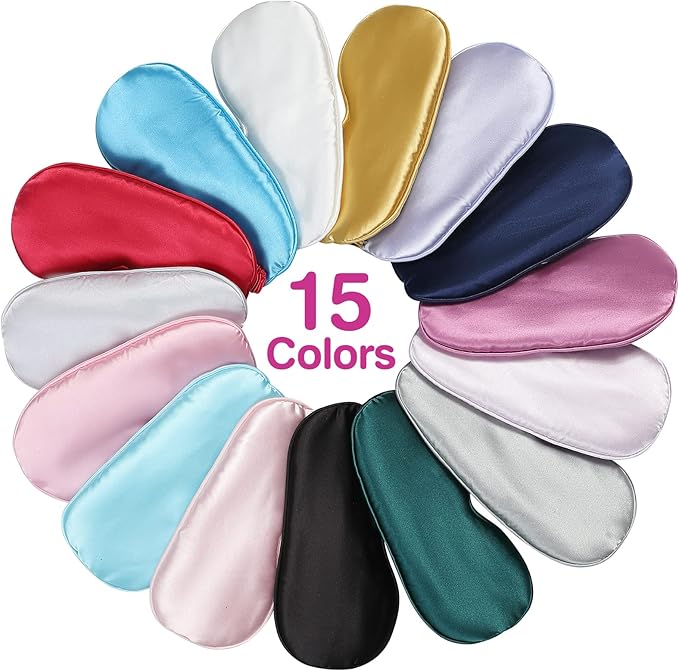 15pcs Sleep Mask for Sleeping-Adjustable Elastic Band Blackout Eye Mask, Soft and Comfortable Eye Sleep Mask, Suitable for Bed, Plane, Long-Distance Ride, Office (Multicolor)