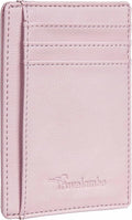 Travelambo Front Pocket Minimalist Leather Slim Wallet RFID Blocking Medium Size
