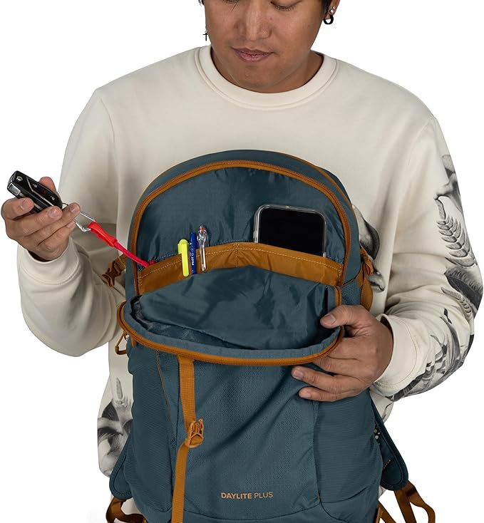Osprey Daylite Plus Commuter Backpack - Everyday Pack with Laptop Sleeve, Bottle Pockets, and Extra Storage, Mystery White/Multi