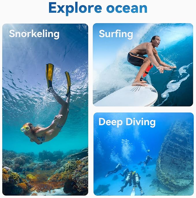 TELESIN Waterproof Case with Anti-Fog for DJI Osmo Action 6 Camera, Underwater Housing Shell Cage Supports 60M/196FT Deep Diving Scuba Snorkeling with Quick Release Bracket Screw Action 6 Accessories