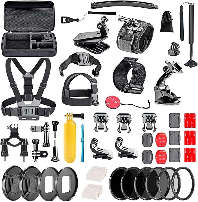Navitech 60-in-1 Action Camera Accessories Combo Kit with EVA Case - Compatible with GOOKAM Action Cam 4K30FPS 20MP