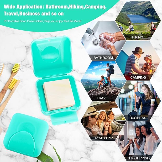 2 Pcs Small Size Plastic Soap Case Holder Container Box Home Outdoor Hiking Camping Travel,2.75 * 2.75 * 1.65 inch Blue