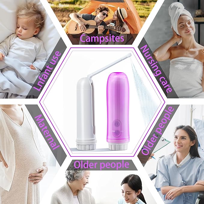 Portable Electric Bidet Sprayer - Handheld Travel Bidet with 2 Pressure Modes - Waterproof Foldable Pocket-Sized & Cordless for Bathroom Ultimate Personal Hygiene Cleaning at Home and Camping