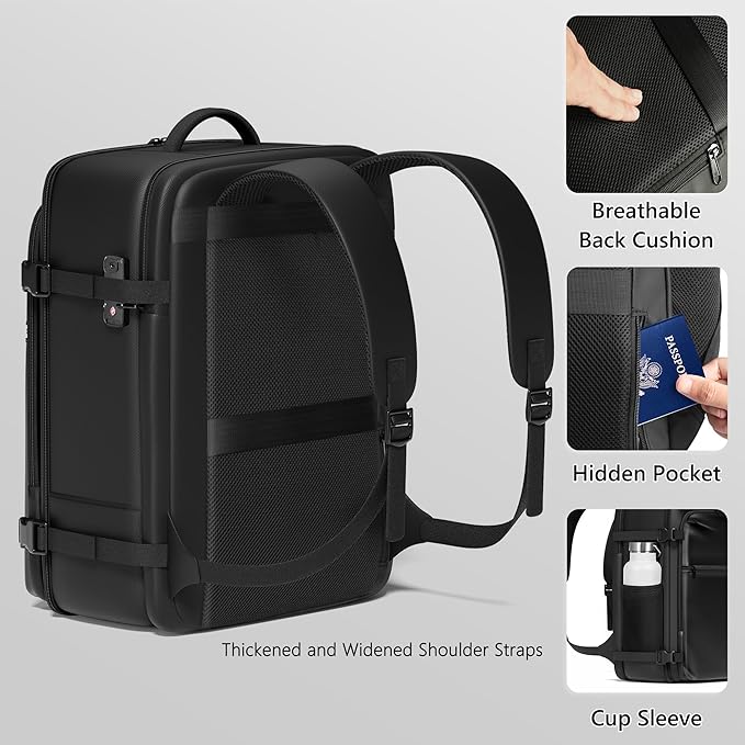 SUOCO Travel Vacuum Backpack with Portable Electric Pump, 45L Carry On Compression Seal Travel Backpack with Vacuum System, Traveling Packing Luggage Suitcase, Grey
