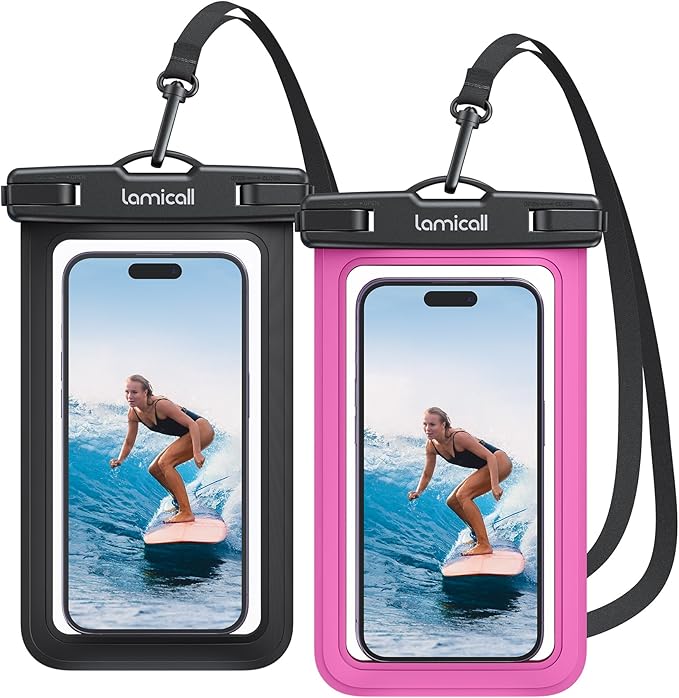Lamicall Waterproof Phone Pouch Case Bag for iPhone 17 16 15 14 13 12 11 Pro Max Plus XS, All 4-7" Smartphone, Gifts for Bright Red & Black