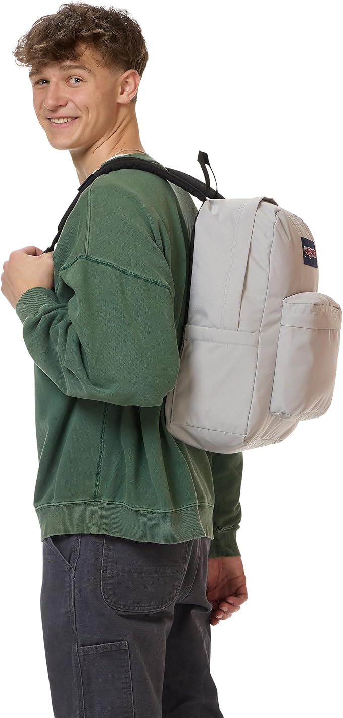 JanSport SuperBreak Plus Backpack with Padded 15-inch Laptop Sleeve and Integrated Bottle Pocket - Spacious and Durable Daypack for Work and Travel - Grounded Grey